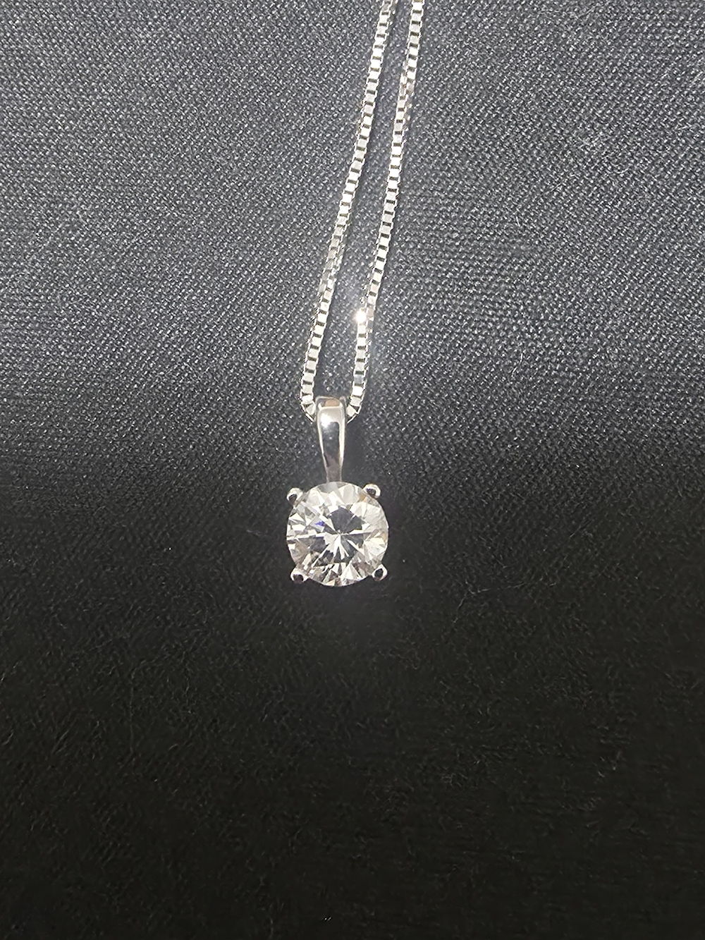 Classic Silver Solitaire Pendant Necklace with Clear Stone